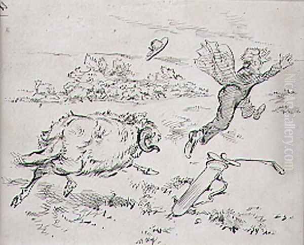 The Disturbed Golfer, illustration from Graphic magazine, pub. c.1870 - view 1