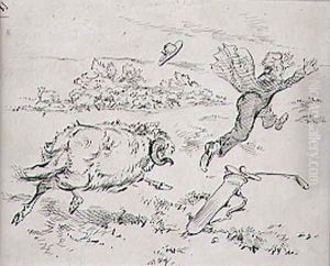 The Disturbed Golfer, illustration from Graphic magazine, pub. c.1870 by Henry Sandercock