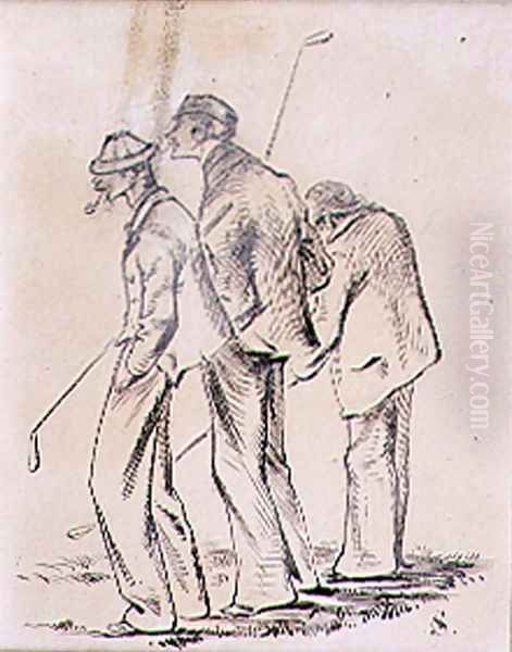 The Lethargic Golfers, illustration from Graphic magazine, pub. c.1870 - view 1