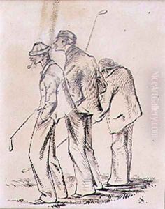 The Lethargic Golfers, illustration from Graphic magazine, pub. c.1870 by Henry Sandercock