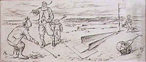 The Guided Golfer, illustration from Graphic magazine, pub. c,1870 by Henry Sandercock