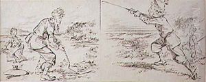 The Golfer Disturbed by a Windy Blast, illustration from Graphic magazine, pub. c.1870 by Henry Sandercock