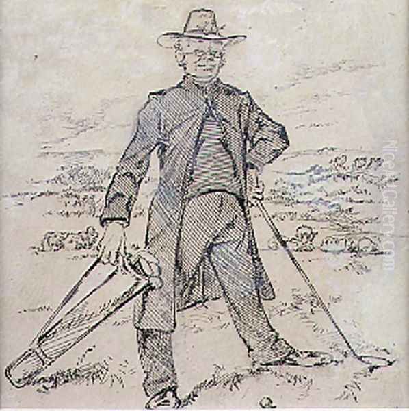 The Pensive Golfer, illustration from Graphic magazine, pub. c.1870 - view 1