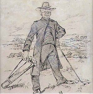 The Pensive Golfer, illustration from Graphic magazine, pub. c.1870 by Henry Sandercock