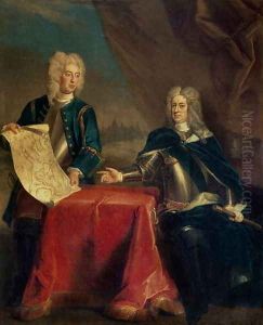 Duke of Marlborough discussing plans for the Siege of Bouchain with his Chief Engineer, Colonel Armstrong