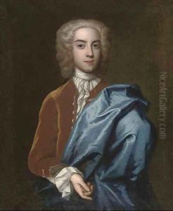 Portrait of a gentleman, half-length, in a brown velvet coat with a cloak