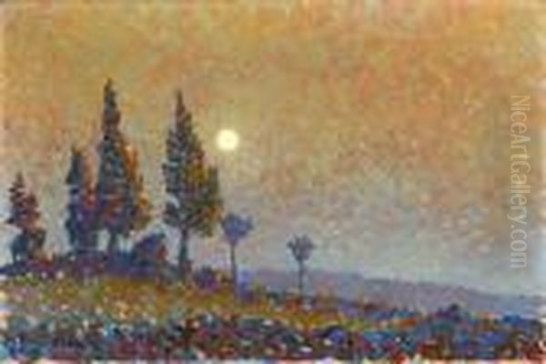 Moonlit Poplars - view 1
