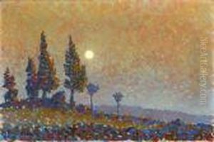 Moonlit Poplars by Sven Birger Sandzen