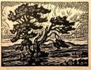 Hills And Cottonwood Trees by Sven Birger Sandzen