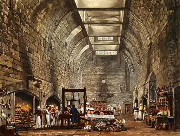 Ancient Kitchen, Windsor Castle, engraved by William James Bennett 1787-1844 from The History of the Royal Residences by William Henry Pyne 1769-1843 pub. 1818 - view 1