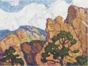 Rocks And Pines, Garden Of The Gods, Manitou, Colorado by Sven Birger Sandzen