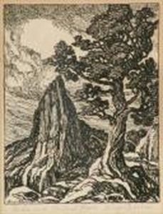 Cedar And Sentinel Rock by Sven Birger Sandzen