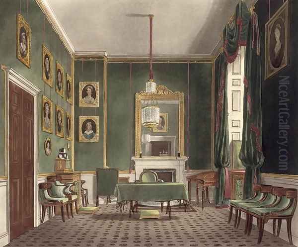 The Green Closet, Buckingham House, from The History of the Royal Residences, engraved by Daniel Havell 1785-1826, by William Henry Pyne 1769-1843, 1819 - view 1