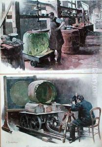 Manufacture of glass for an optical lens, 1900