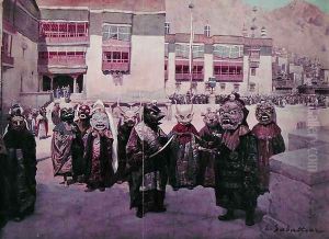 Spring Festival at the Himis Monastery, Tibet by Louis Remy Sabattier