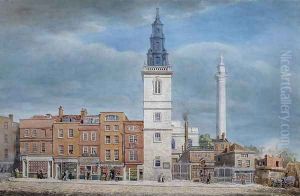 View of St. Michael Church, Crooked Lane, London, designed by Christopher Wren, during demolitions for the New London Bridge, c.1830 by George the Elder Scharf