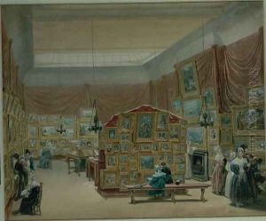 Interior of the Gallery of the New Society of Painters in Watercolour, Old Bond Street, 1834 by George the Elder Scharf
