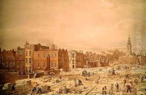 A View of the Northern Approach to the London Bridge while in state of progress by George the Elder Scharf
