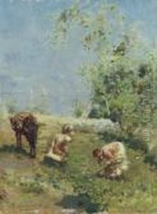 Capri, Contadine Al Sole by Rubens Santoro