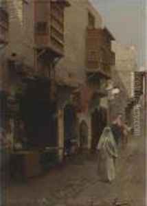 A Busy Street In North Africa by Rubens Santoro