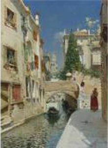 Venetian Canal With The Campanile Of The Frari In Thedistance
