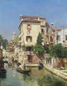 Gondoliers On A Venetian Canal