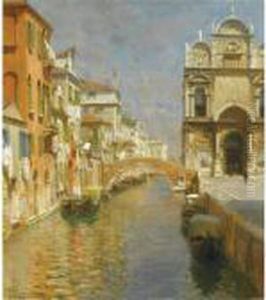 The Rio Dei Mendicanti And The Scuola Grande Di San Marco, Venice by Rubens Santoro