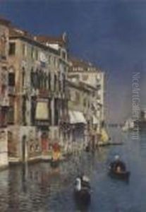 Gondolas At The Entrance To The Grand Canal by Rubens Santoro