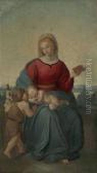 Madonna Mit Schlafendem Jesuskind Und Johannesknaben In Landschaft - view 1
