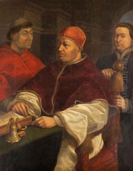 Ritratto Di Papa Leone X Con I Cardinali Giulio De Medici E Luigi De Rossi - view 1