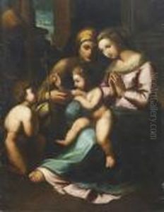 Vierge A L'enfant Avec Saint Jean Baptiste Et Sainteelisabeth