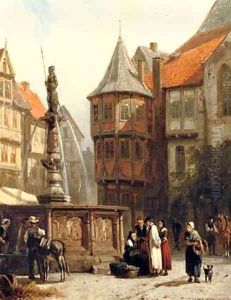 Marketday in front of the Town Hall of Hildesheim