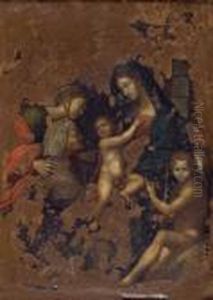 Madonna Mit Kind, Umgeben Von Hl. Katharina, Elisabeth Und Johannesknaben by Raphael