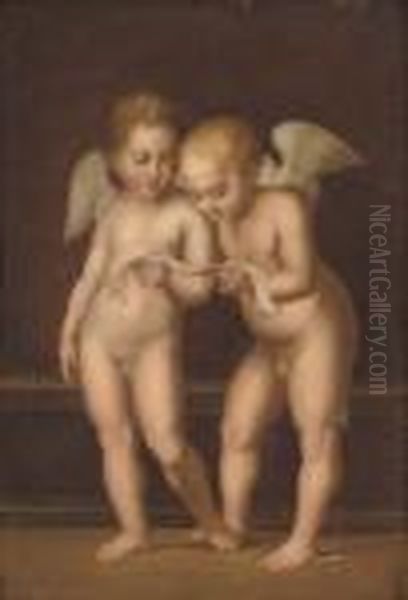 Two Putti Reading - view 1