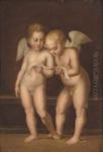 Two Putti Reading by Raphael