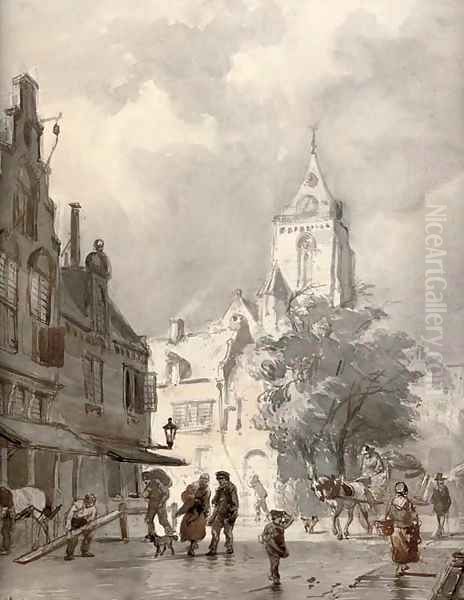 A capriccio view of Woerden with the Petruskerk beyond - view 1