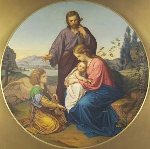 Phael Italian The Holy Family
In An Italianate Landscape, An Angel Playing A Musical Instrument Nearby
Oil On Canvas, Tondo, Circular, 97cm Diameter by Raphael