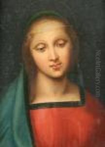 After Raphael (mid 19th
Century)the Madonna, Wearing Pink Robe And Blue Headress, From The
'madonna Dell Granduca' by Raphael