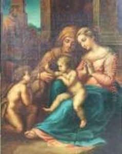 Vierge Avec Enfant Jesus, Sainte Anne Et Saint Jean Baptiste. by Raphael