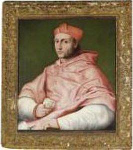 Portrait Of Cardinal Bibbiena
(1470 -1520), Half Length, Seated And Holding A Piece Of Paper by Raphael