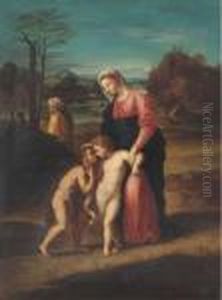 The Holy Family In A Landscape by Raphael