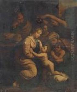 Holy Family With Saint Elizabeth, Saint John And Two Angels