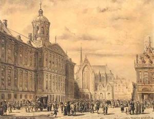 De Dam, Amsterdam by Cornelis Springer