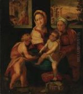 The Holy Family With The Infant Saint John And Saintelizabeth by Raphael