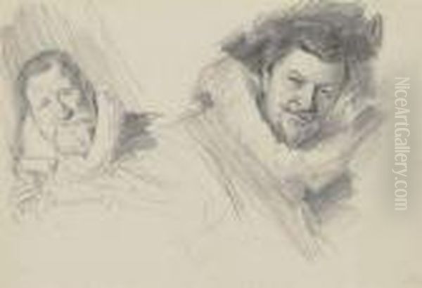 Studies Of Two Heads From 'the
Banquet Of The Officers Of The St.george Civic Guard,' After Frans Hals - view 1