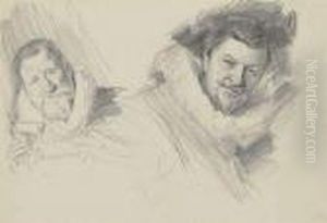 Studies Of Two Heads From 'the 
Banquet Of The Officers Of The St.george Civic Guard,' After Frans Hals by John Singer Sargent