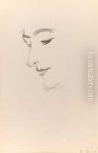 Study Of A Woman's Head, Looking Down - view 1