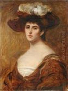 Portrait Of A Lady In A Feathered Hat And Velvet Wrap Oil On Canvas 51 X 38cm by John Singer Sargent