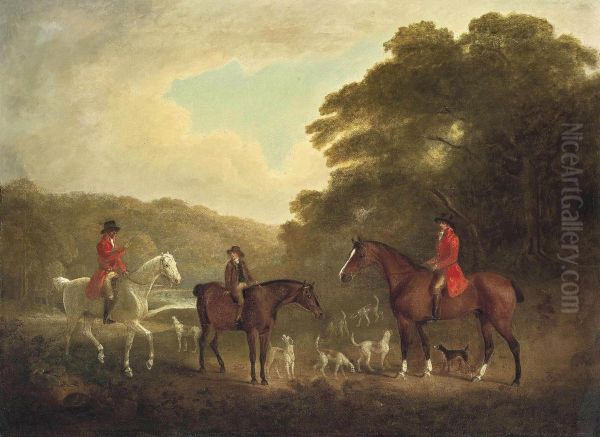 Huntsmen With Hounds In A Wooded Landscape - view 1