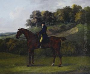A Bay Hunter With A Rider Up In A Woodedlandscape by John Nost Sartorius